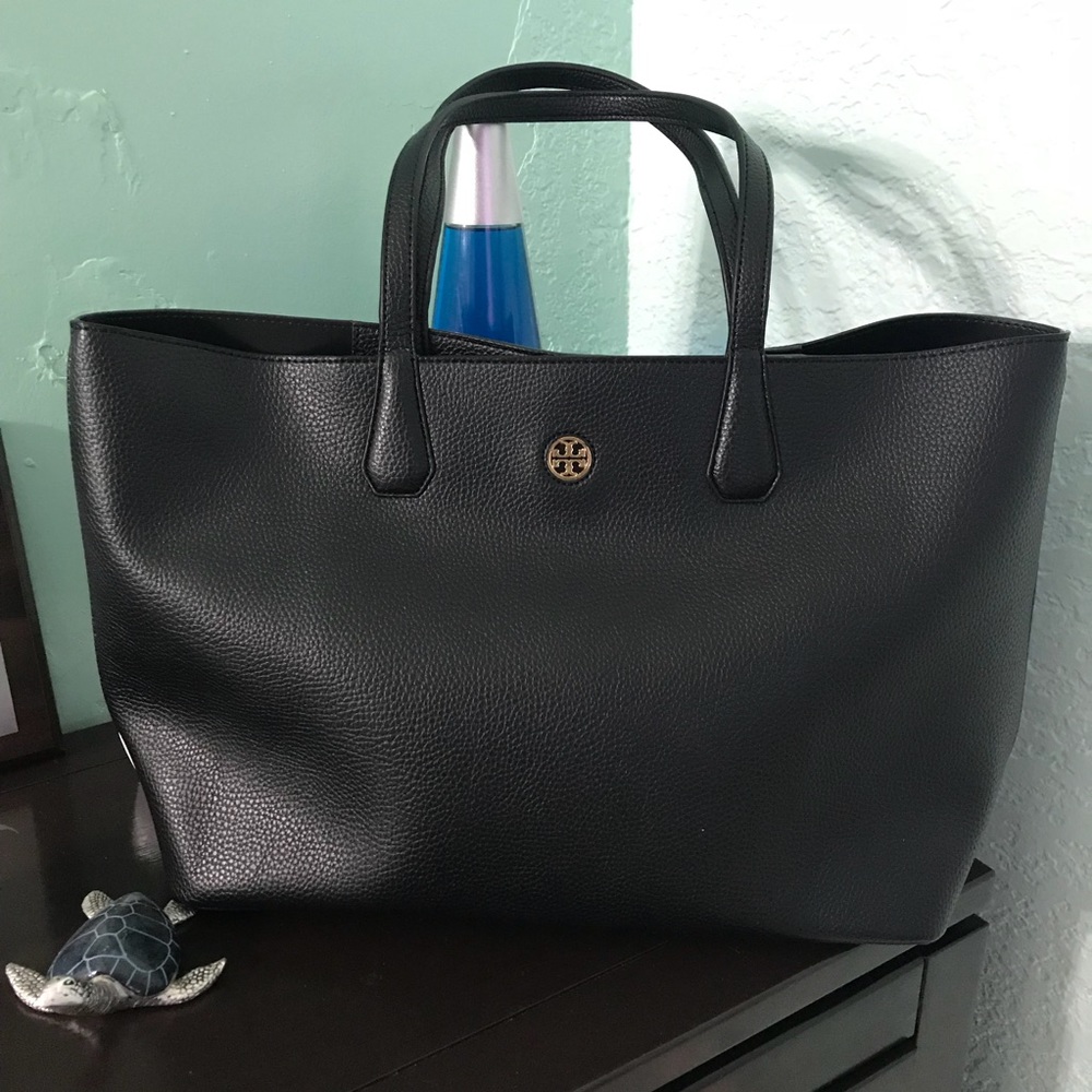 Tory Burch— Black, Pebbled Leather Perry Tote NWOT